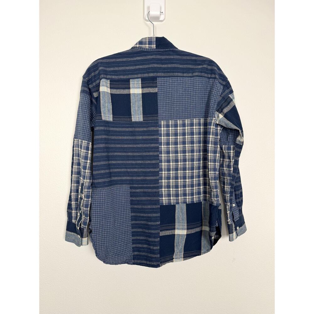 Ralph Lauren Plaid Patchwork Shirt Womens M Blue Long Sleeve Button Up - Picture 4 of 9